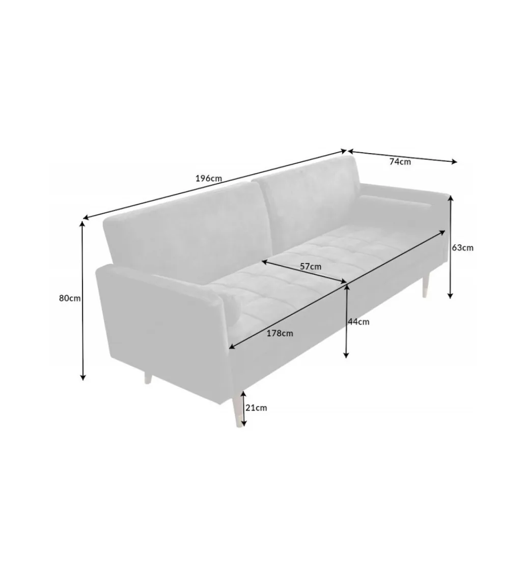 Invicta Interior - przedsprzedaż Sofa rozkładana MANILLA 196 cm ciemnoszara