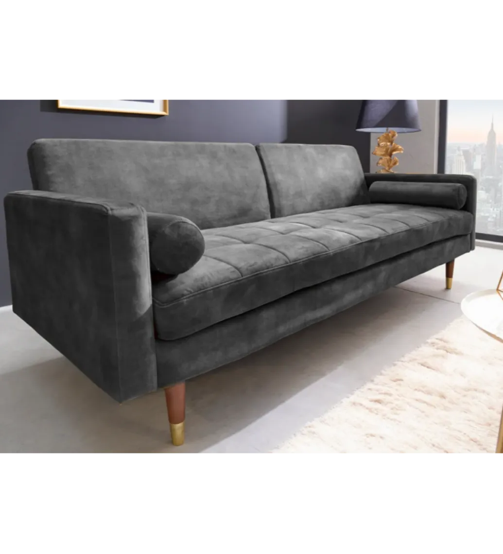 Invicta Interior - przedsprzedaż Sofa rozkładana MANILLA 196 cm ciemnoszara