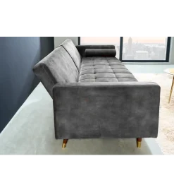 Invicta Interior - przedsprzedaż Sofa rozkładana MANILLA 196 cm ciemnoszara