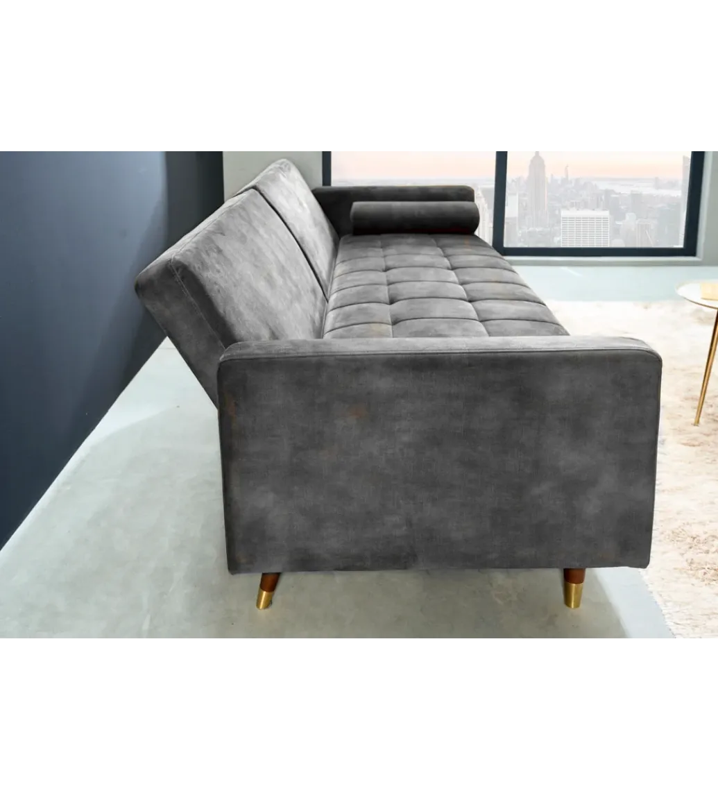Invicta Interior - przedsprzedaż Sofa rozkładana MANILLA 196 cm ciemnoszara