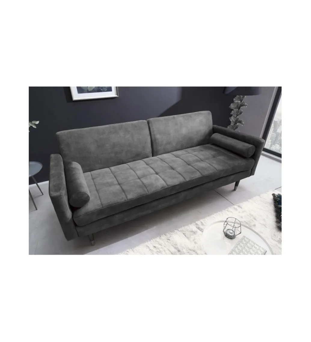 Invicta Interior - przedsprzedaż Sofa rozkładana MANILLA 196 cm ciemnoszara
