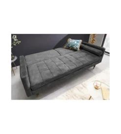 Invicta Interior - przedsprzedaż Sofa rozkładana MANILLA 196 cm ciemnoszara
