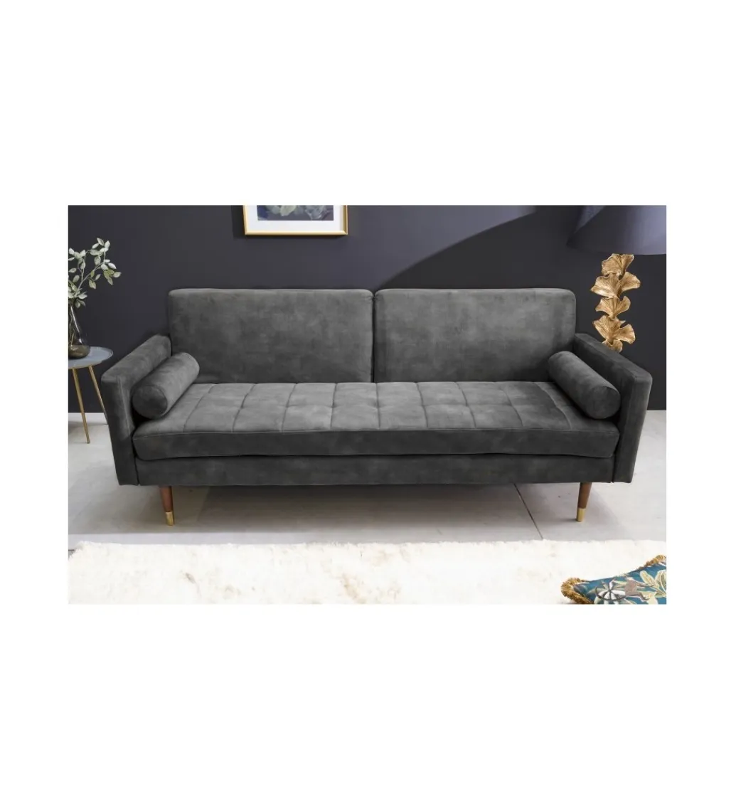 Invicta Interior - przedsprzedaż Sofa rozkładana MANILLA 196 cm ciemnoszara