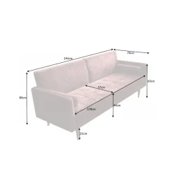 Invicta Interior - przedsprzedaż Sofa rozkładana MANILLA 196 cm różowa