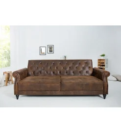 Invicta Interior Sofa rozkładana RAYAN 220 cm antyczny brąz