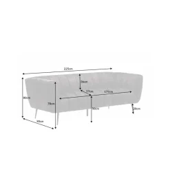 Invicta Interior Sofa Scarlett 225 cm szara