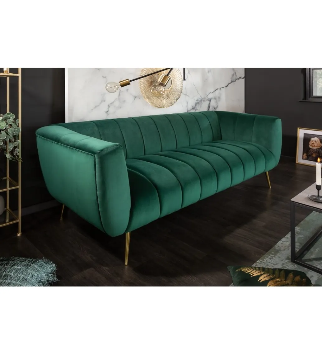 Invicta Interior Sofa Scarlett 225 cm szmaragdowa zieleń