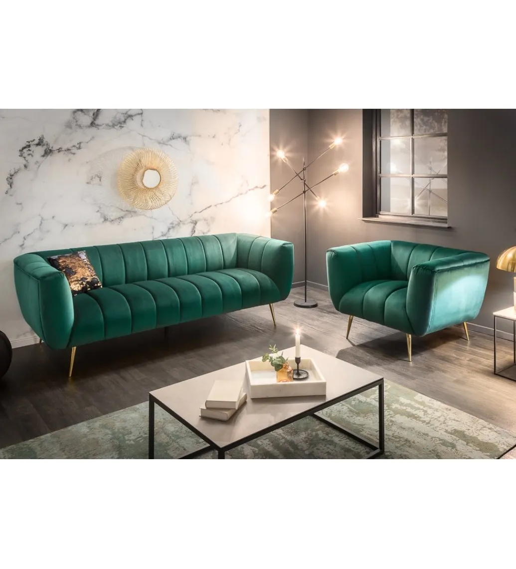Invicta Interior Sofa Scarlett 225 cm szmaragdowa zieleń