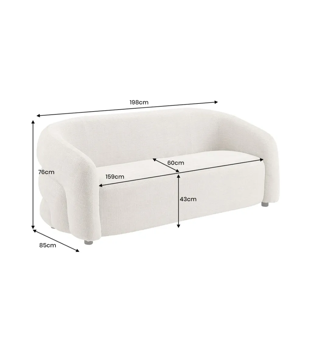 Invicta Interior Sofa VOQUE 200 cm chenille szara