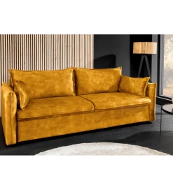 Invicta Interior Sofa z funkcją spania APARTMENT 215 cm welur musztardowa