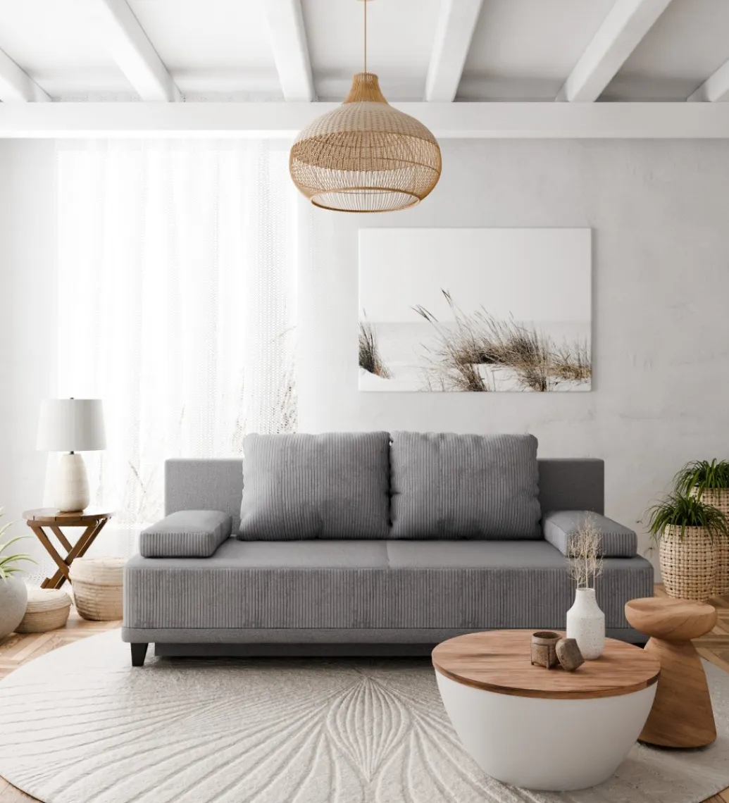 ZDLINNEO Sofa z funkcją spania ROSSO 200 cm szary