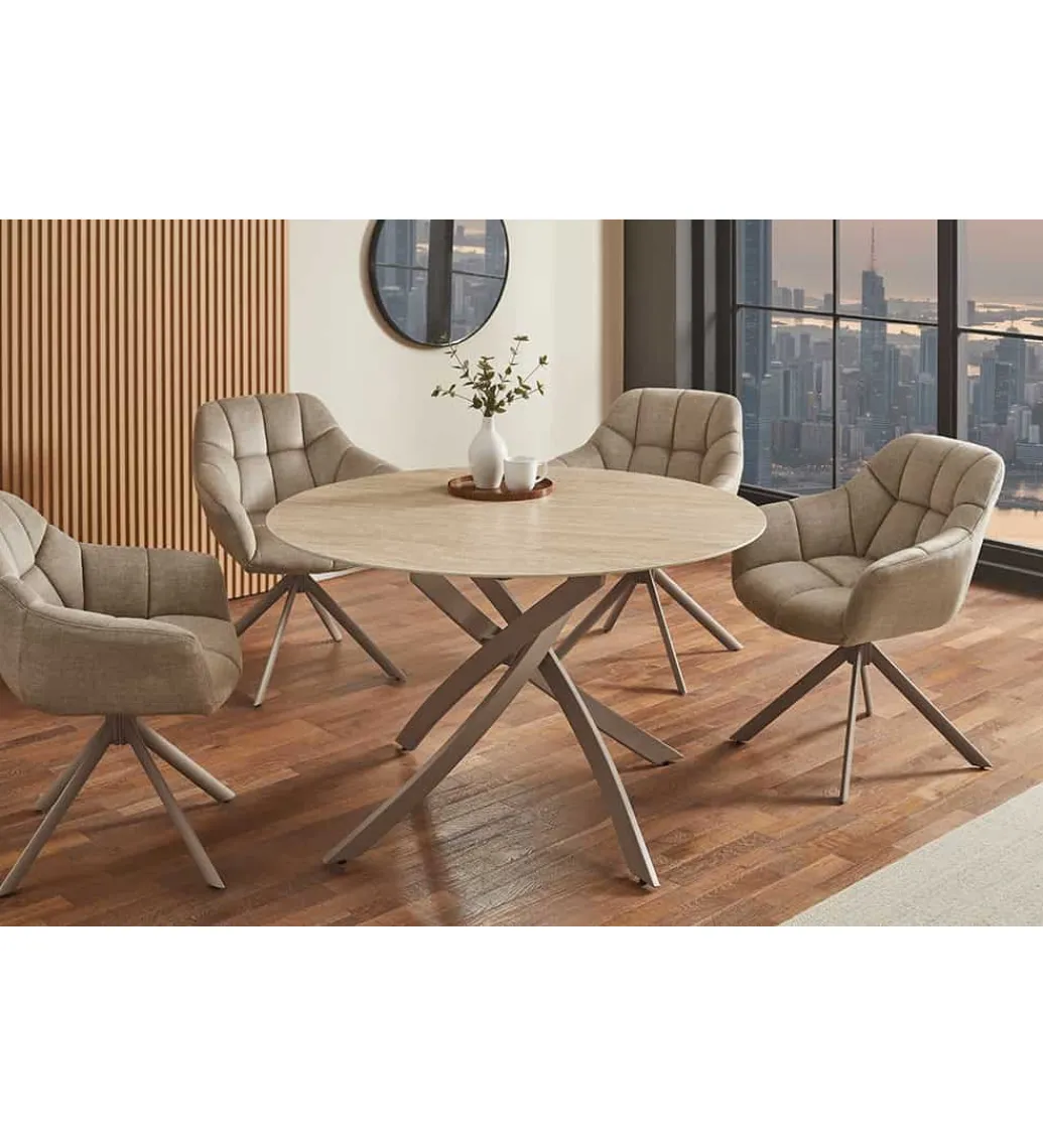 Invicta Interior Stół ALPINE 120 cm ceramika w optyce trawertynu