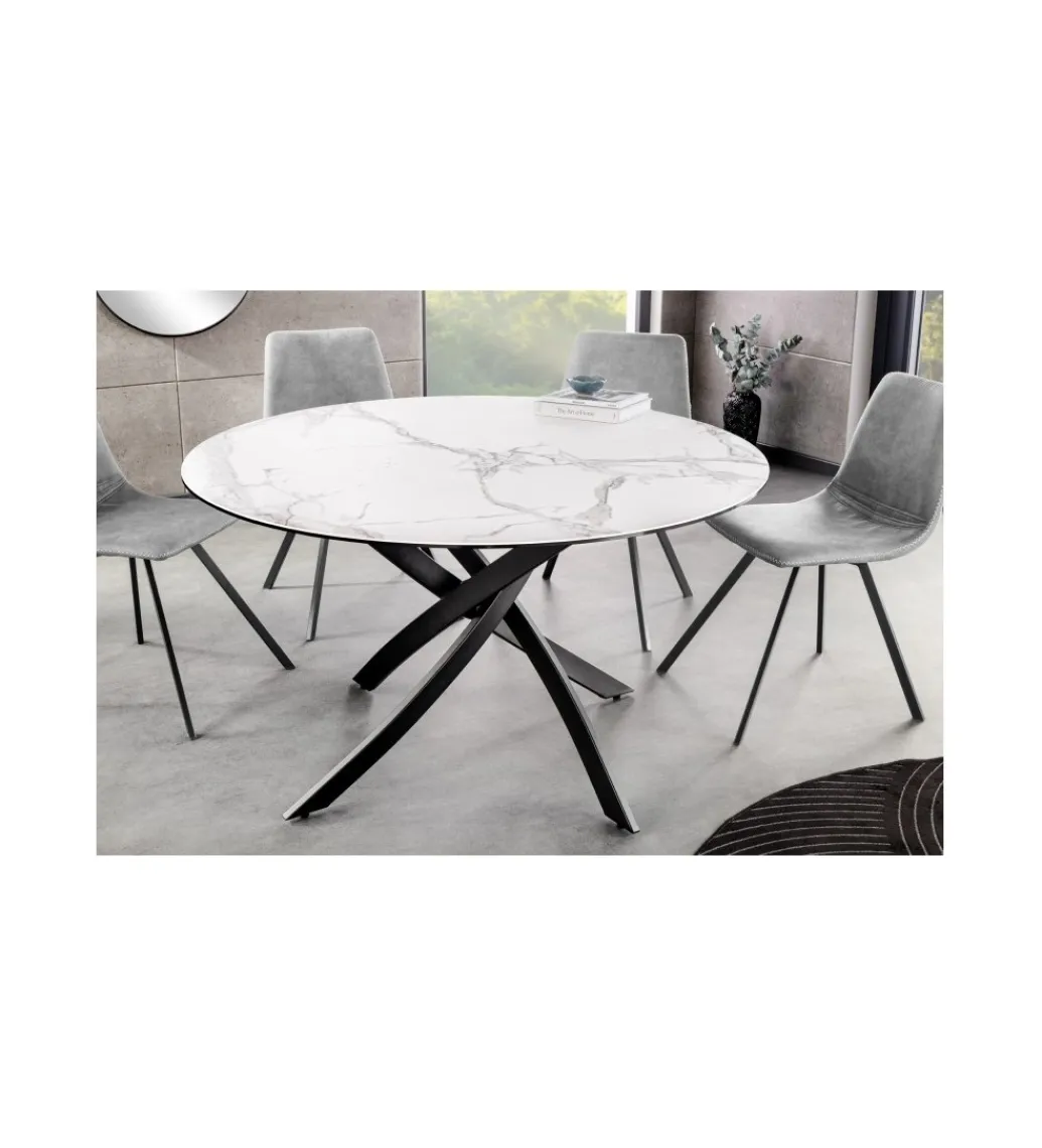 Invicta Interior Stół ARKANSAS 120 cm ceramika w optyce białego marmuru