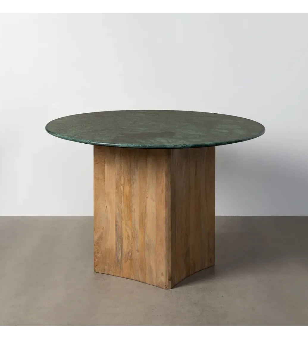 Zona-Design Stół AUXY 115 cm drewno mango marmur