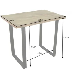 Invicta Interior Stół barowy Iron Craft 120 cm drewno Mango