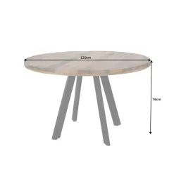 Invicta Interior Stół Factory Iron Craft 120 cm drewno Mango