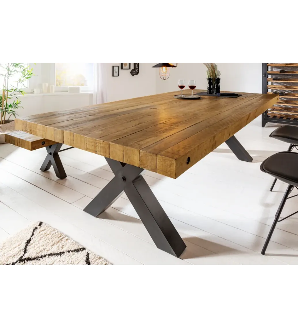 Invicta Interior Stół FACTORY Thor 200 cm drewno sosna brąz