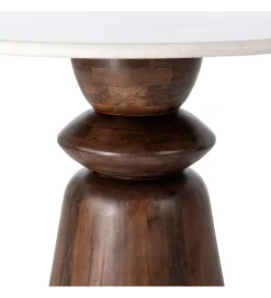 Zona-Design Stół GEHART 120 cm brązowy marmur drewno mango