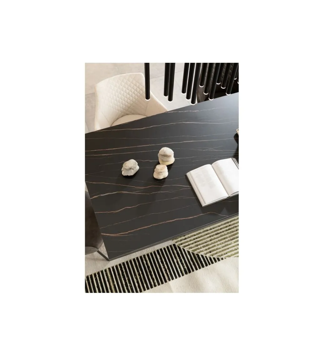 KDesign Stół GLOYRIA 200 cm ceramika w optyce czarnego marmuru