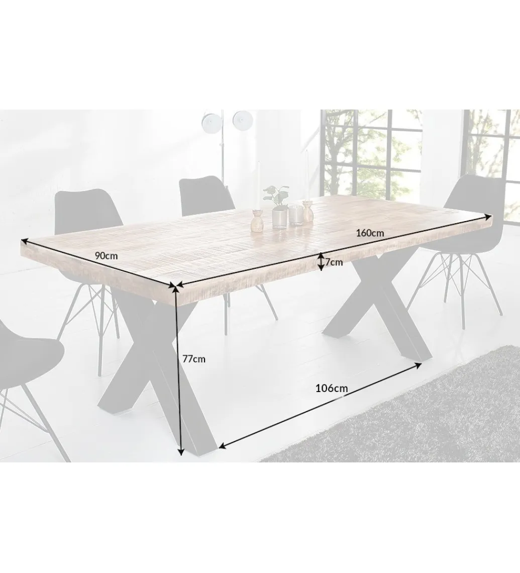 Invicta Interior Stół Iron Craft X 160 cm drewno Mango