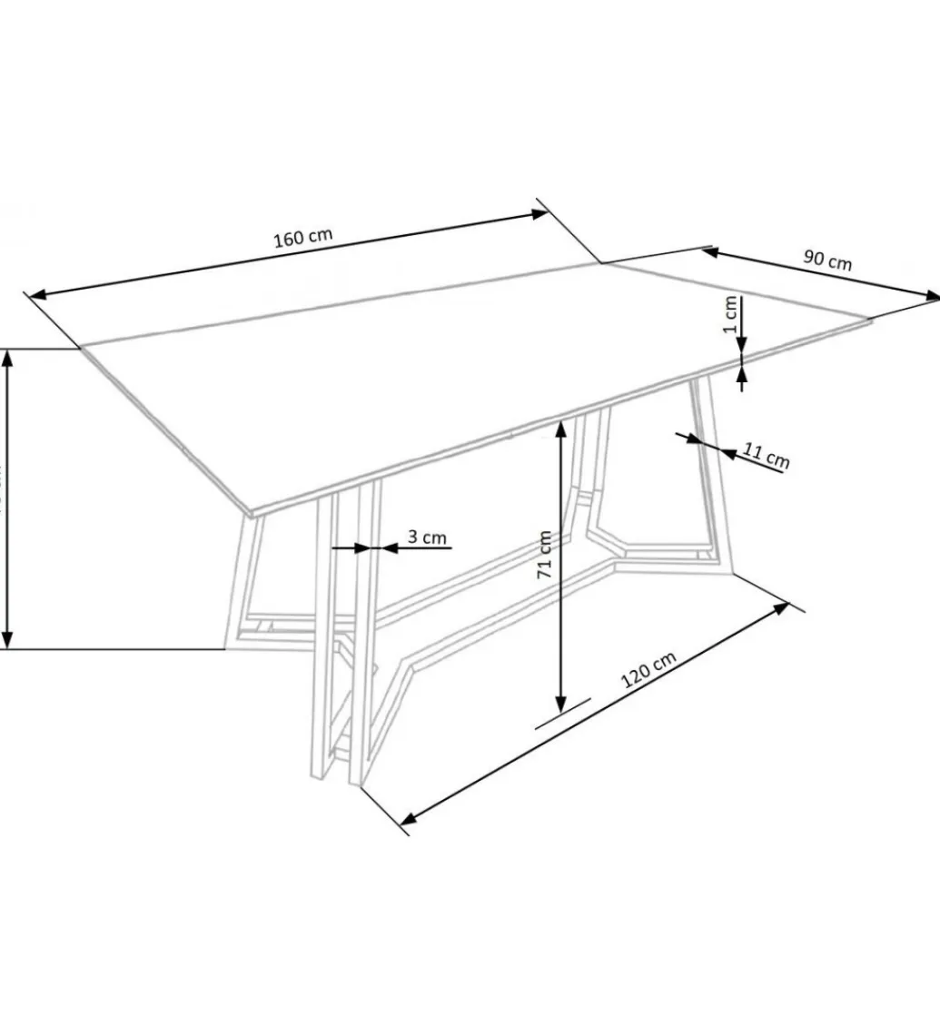Halmar Stół KONAMI 160 cm w optyce czarnego marmuru