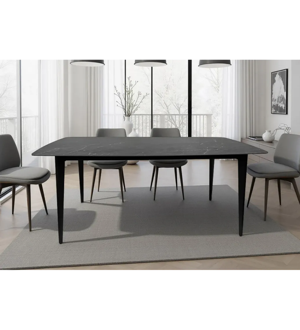 Invicta Interior Stół MILANO 160 cm ceramiczny marmur blat antracyt