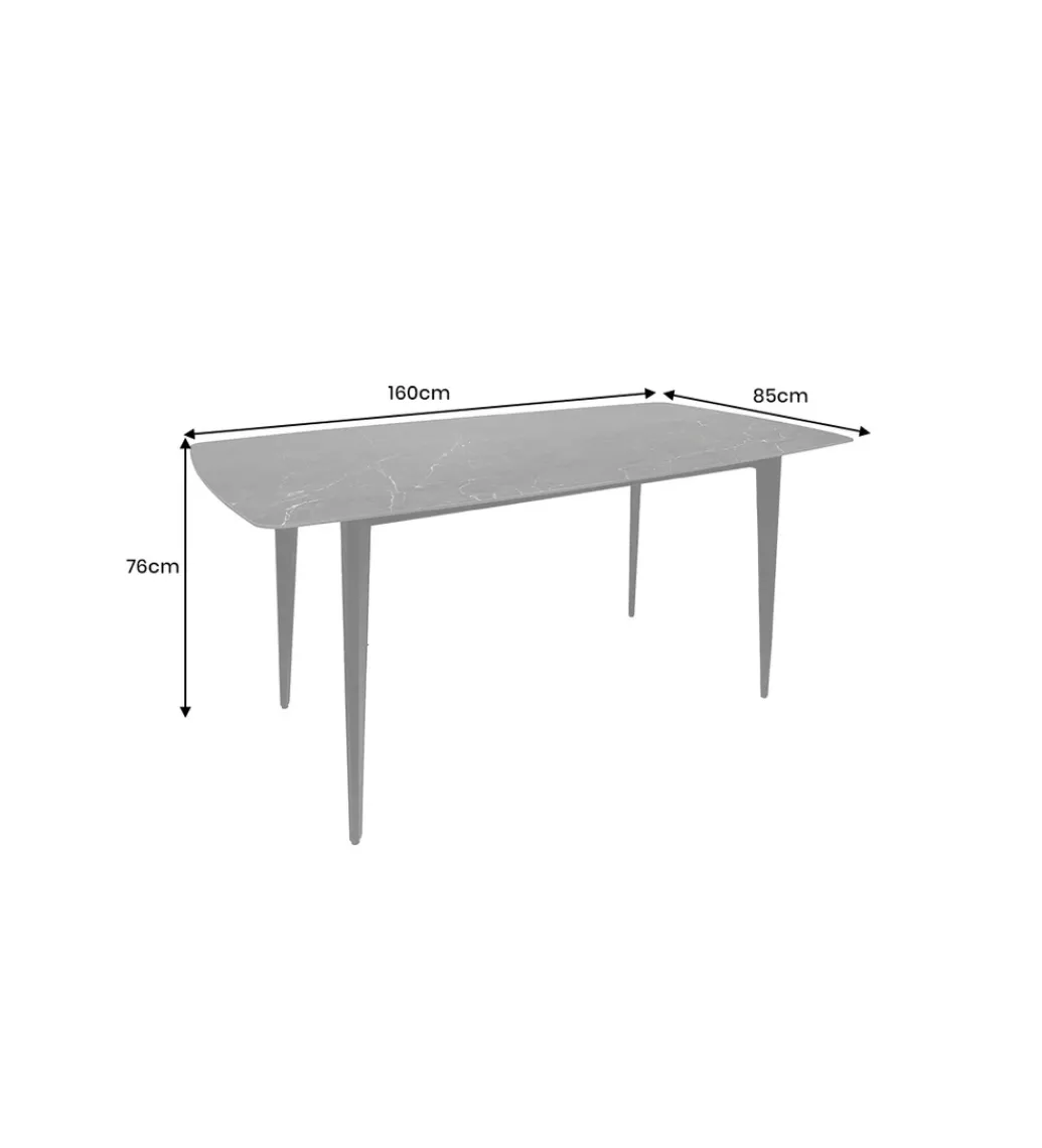 Invicta Interior Stół MILANO 160 cm ceramiczny marmur blat antracyt