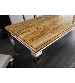 Invicta Interior Stół MODERN BAROCK BARRACUDA 200 cm chromowany szklany blat BEZ blatu tekowego