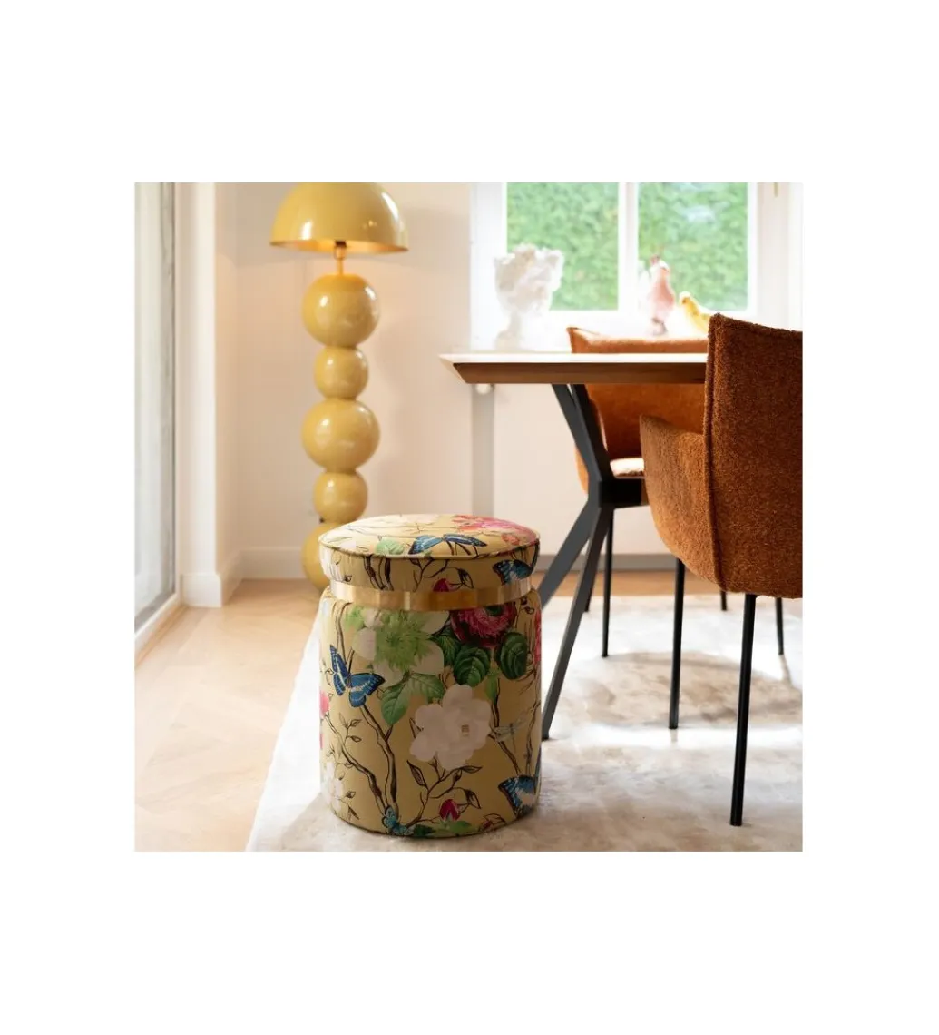 KARE Stołek FLOWER 39 cm żółty