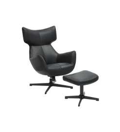 Invicta Interior - przedsprzedaż Stołek obrotowy VOGUE 45 cm skórzany czarny