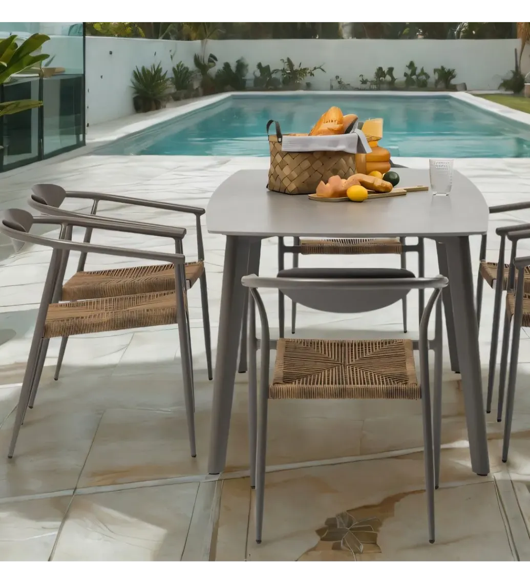 Zona-Design Stół ogrodowy MARIN 180 cm szary beżowy porcelanowy blat