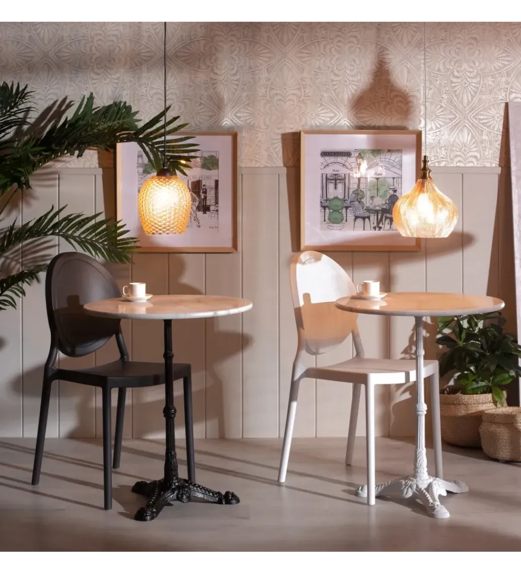 Zona-Design Stół okrągły AUESON 60 cm czarny blat w optyce marmuru