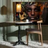 Zona-Design Stół okrągły AUESON 80 cm czarny blat w optyce marmuru