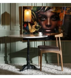 Zona-Design Stół okrągły AUESON 80 cm czarny blat w optyce marmuru