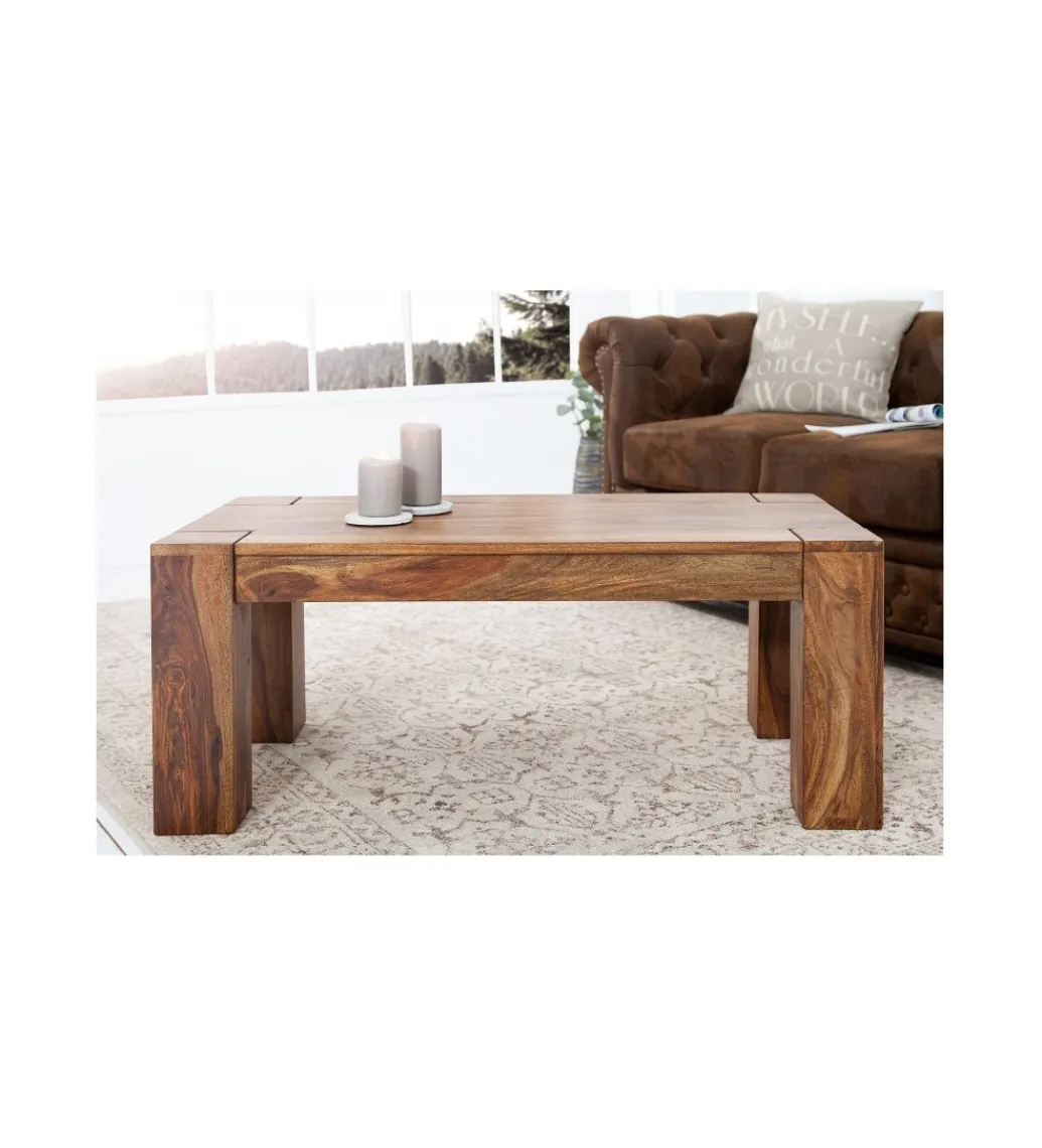 Invicta Interior - przedsprzedaż Stolik FINICE Makassar 100 cm drewno sheesham