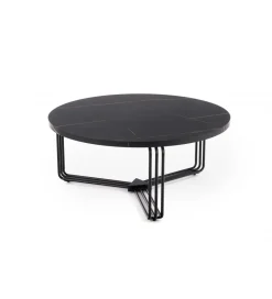 Halmar Stolik kawowy ANTICA 80 cm w optyce czarnego marmuru