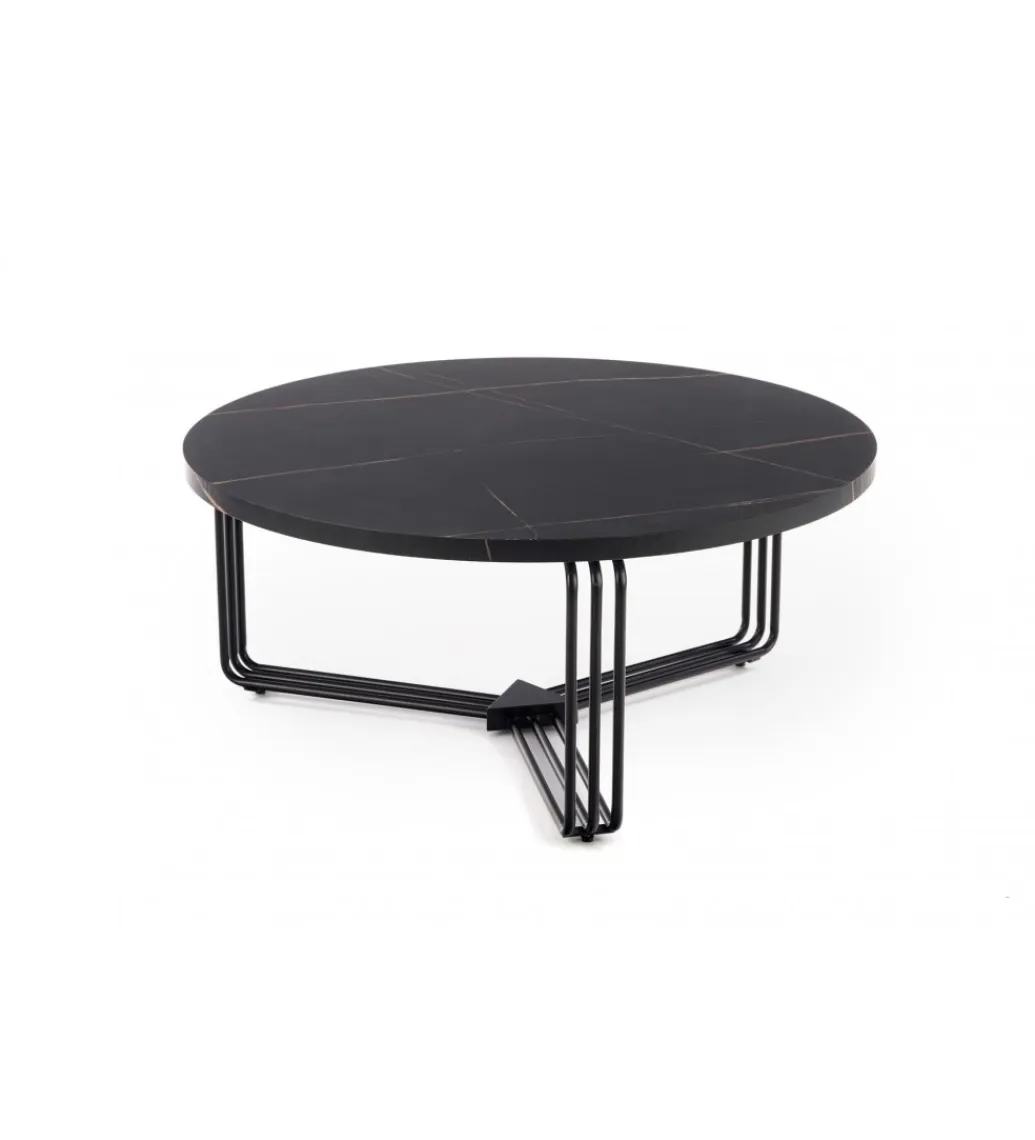Halmar Stolik kawowy ANTICA 80 cm w optyce czarnego marmuru