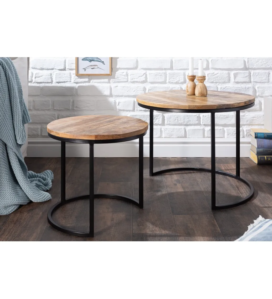 Invicta Interior - przedsprzedaż Stolik kawowy CRAFT Elements zestaw 2 naturalny Mango