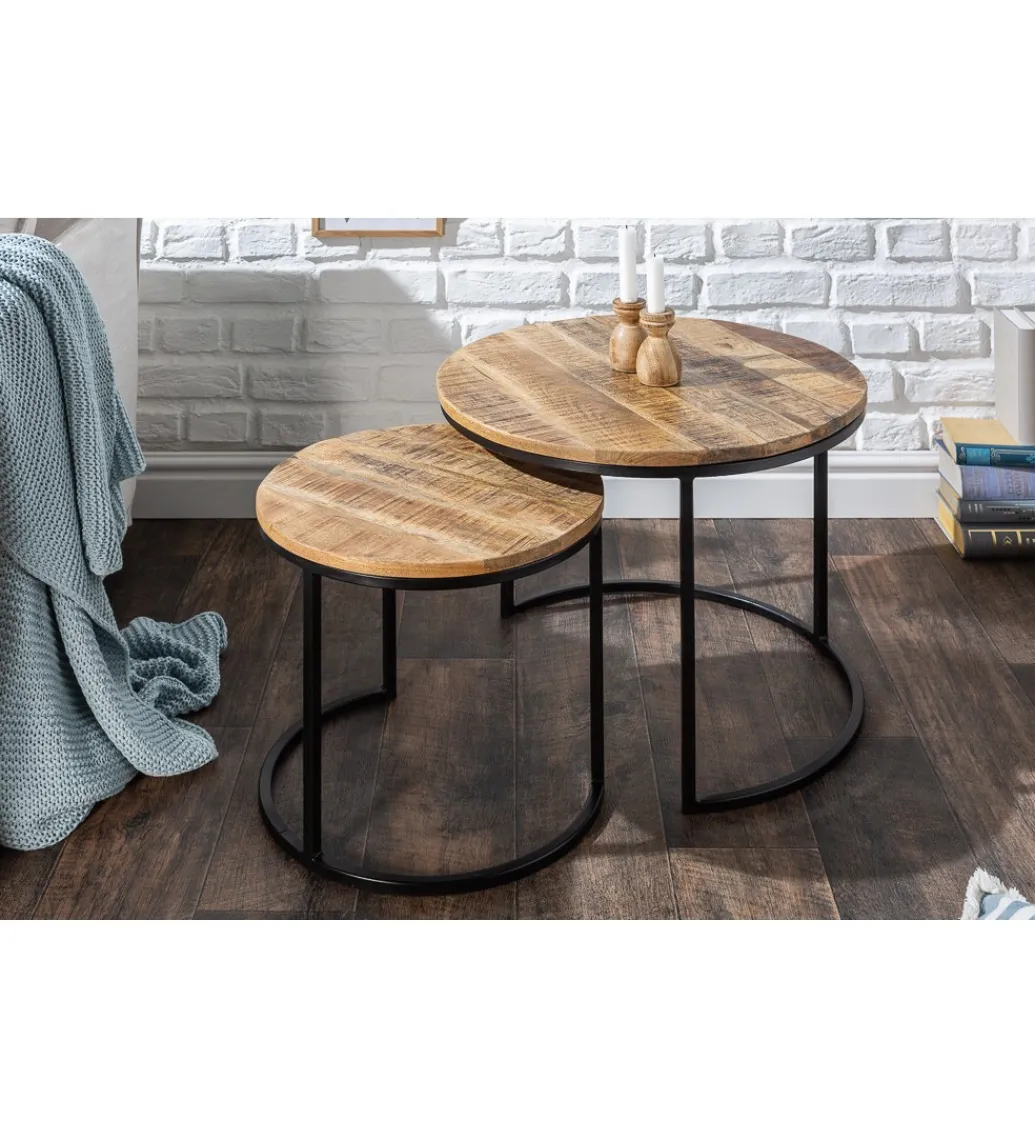 Invicta Interior - przedsprzedaż Stolik kawowy CRAFT Elements zestaw 2 naturalny Mango