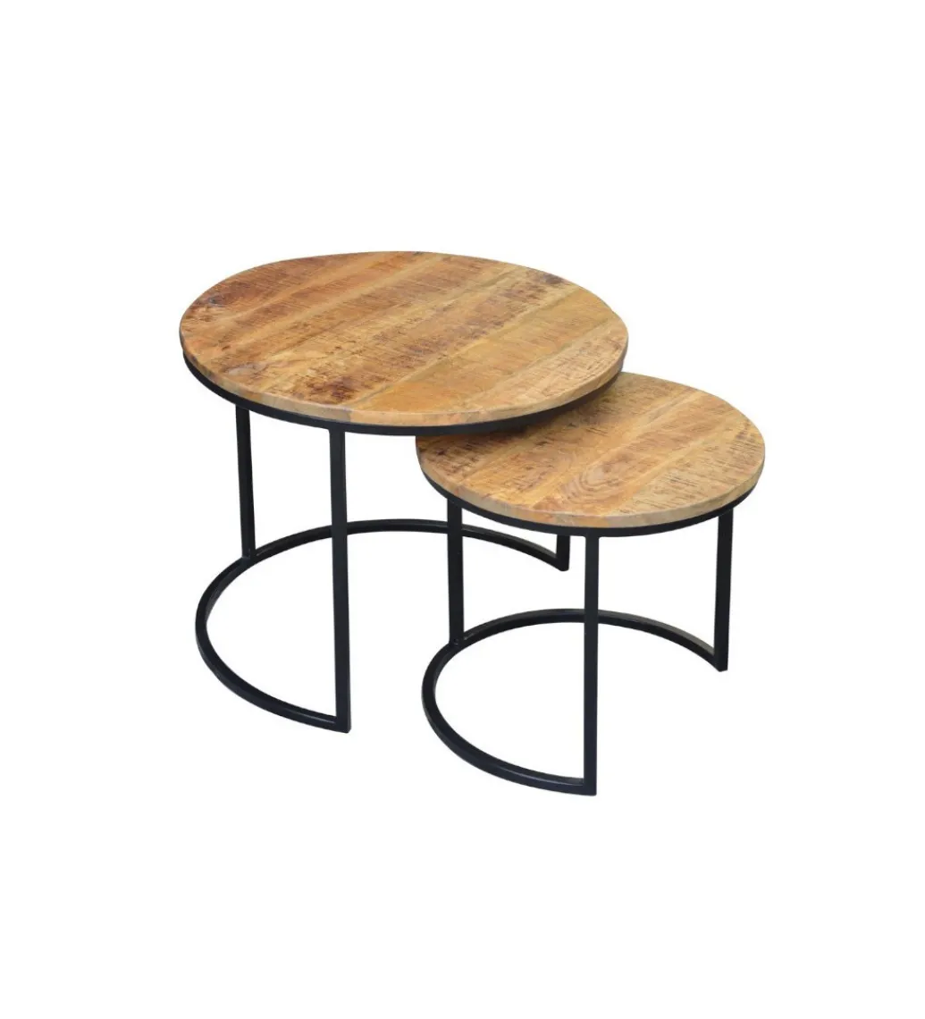 Invicta Interior - przedsprzedaż Stolik kawowy CRAFT Elements zestaw 2 naturalny Mango