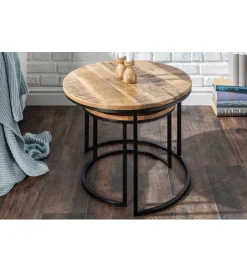 Invicta Interior - przedsprzedaż Stolik kawowy CRAFT Elements zestaw 2 naturalny Mango