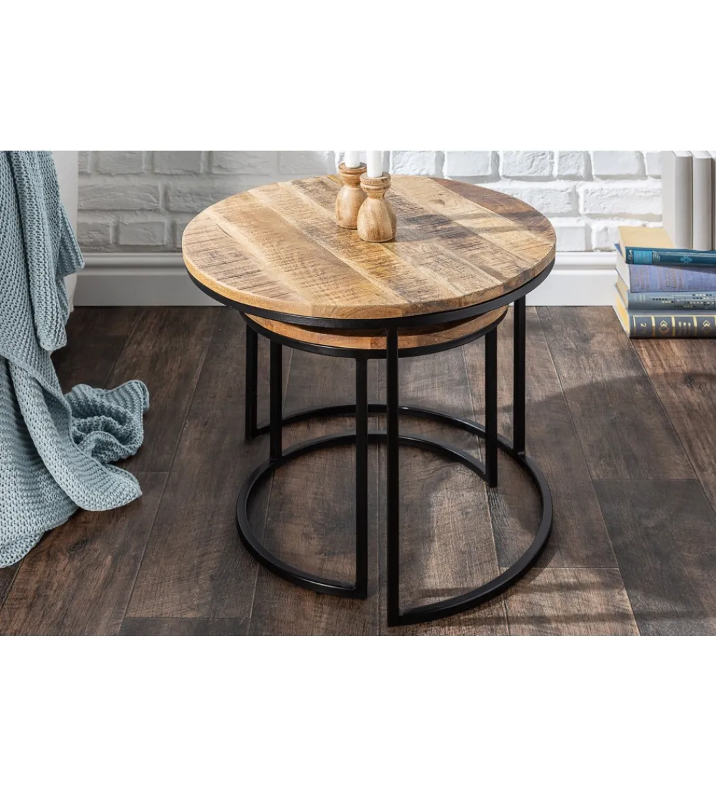 Invicta Interior - przedsprzedaż Stolik kawowy CRAFT Elements zestaw 2 naturalny Mango