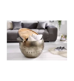 Invicta Interior - przedsprzedaż Stolik kawowy Drump Storage 68 cm z blatem z drewna Mango
