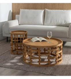 Zona-Design Stolik kawowy EMANEL 80 cm drewno jodła