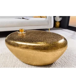 Invicta Interior - przedsprzedaż Stolik kawowy EROCK 75 cm złoty