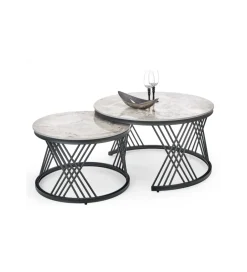 Halmar Stolik Kawowy FLAMINGO set 2 w kolorze szarego marmuru