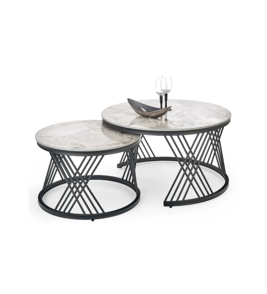 Halmar Stolik Kawowy FLAMINGO set 2 w kolorze szarego marmuru