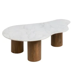 Zona-Design Stolik kawowy HUGI 135 cm marmur drewno mango