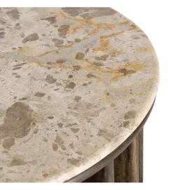 Zona-Design Stolik kawowy MARMOLON 90 cm drewno mango marmur