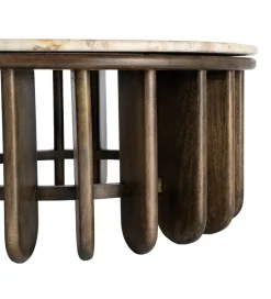 Zona-Design Stolik kawowy MARMOLON 90 cm drewno mango marmur